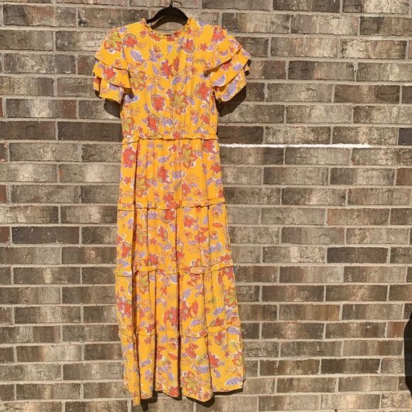Take 50% OFF- Kate and Lily Floral Yellow Maxi Dress, Size-6 - Picture 7 of 10